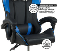 Sedia Gaming Professionale SimilPelle Reclinabile Con Braccioli Poltrona Ufficio Regolabile in Altezza Pistone Gas,Cuscino Poggiatesta E Lombare Gamer