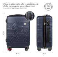 Trolley Bagaglio Mano Rigido 37x20x54.5 Piccolo Ultraleggero Valigia In Abs Con 4 Ruote Manico Chiusura Di Sicurezza Per Compagnie Low Cost Economy Zaino Da Viaggio