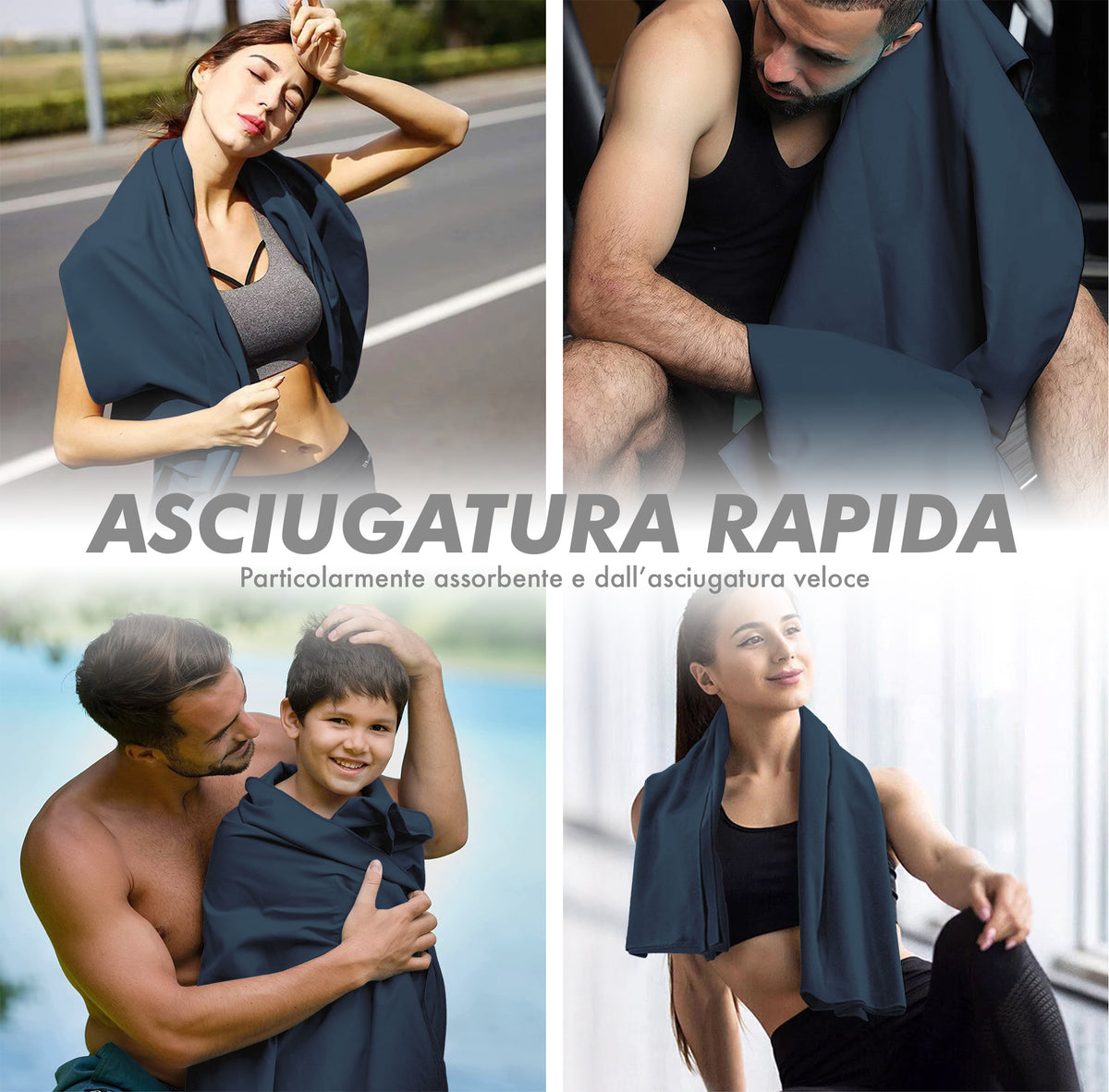 Set 2 Asciugamani Palestra Sport Salviette Sportive In Microfibra Compatte Ultraleggere Fitness Sauna Yoga Viaggio Asciugamano Piscina Salvietta Corsa Telo Allenamento Lavabili No Odori