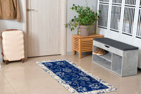 Tappeto Arredo Moderno  Antiscivolo in Ciniglia Made in italy  Cotone Ninfea BluNotte