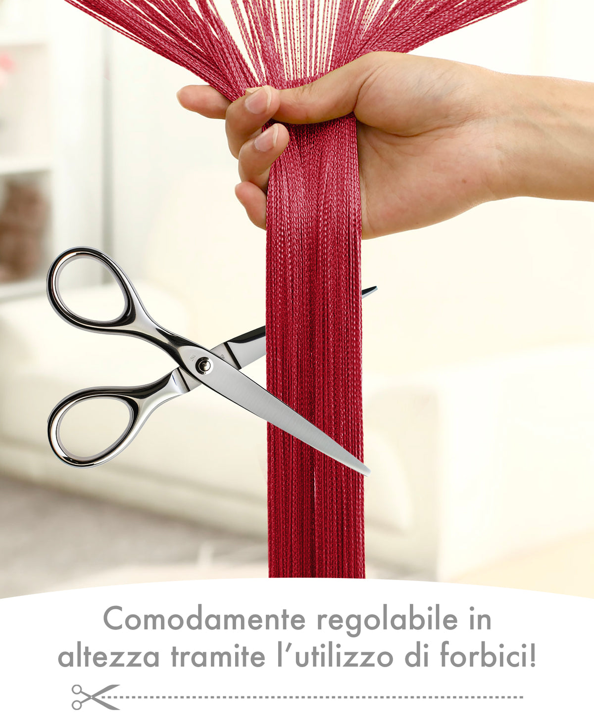 Tenda A Fili Stringhe Anti Mosche Insetti Finestre Porta Finestra Elegante Tinta Unita Divisorio Con Asola Passante Per inserimento Di Bastoni Zanzariera Adattabile Con Forbici Zanzariera Elegante