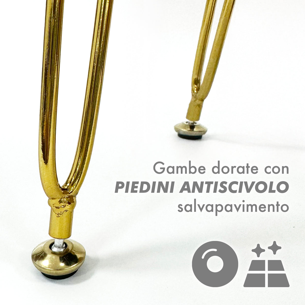 Pouf Rotondo In Velluto Con Contenitore Portaoggetti Sgabello Toeletta Trucco Tavolino Caffè Ripiano Legno Salotto Poggiapiedi Con Gambe Color Oro