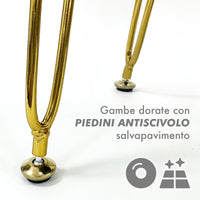 Pouf Rotondo In Velluto Con Contenitore Portaoggetti Sgabello Toeletta Trucco Tavolino Caffè Ripiano Legno Salotto Poggiapiedi Con Gambe Color Oro