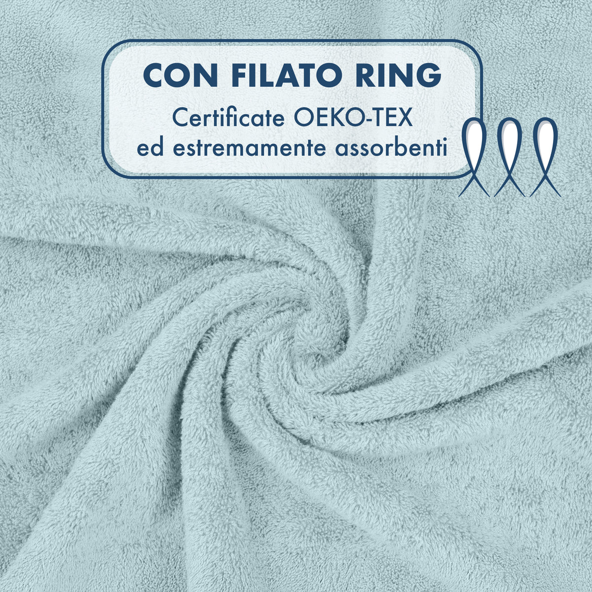 Asciugamani Bagno 100% Spugna Puro Cotone 500 Gr 4 Pezzi 2 Salvietta Viso 2 Asciugamano Ospite Mani Qualità Certificato Oeko-Tex Salviette Super Morbide Bicolore