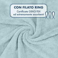Asciugamani Bagno 100% Spugna Puro Cotone 500 Gr 4 Pezzi 2 Salvietta Viso 2 Asciugamano Ospite Mani Qualità Certificato Oeko-Tex Salviette Super Morbide Bicolore