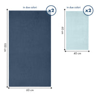 Asciugamani Bagno 100% Spugna Puro Cotone 500 Gr 4 Pezzi 2 Salvietta Viso 2 Asciugamano Ospite Mani Qualità Certificato Oeko-Tex Salviette Super Morbide Bicolore