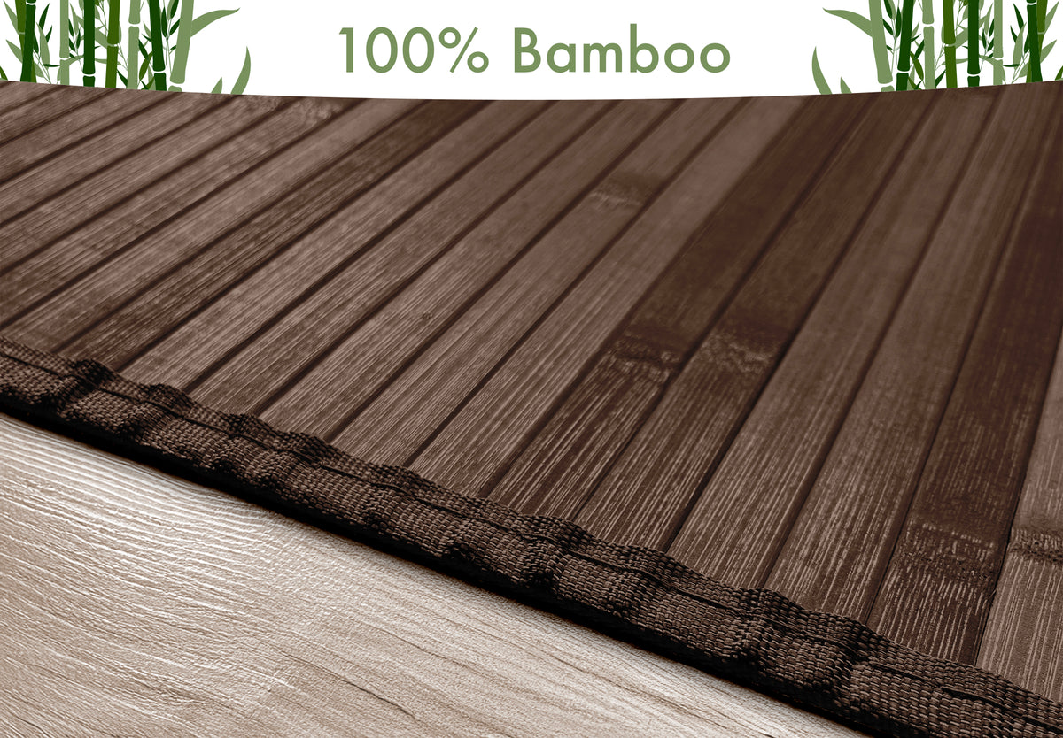 Tappeto Arredo In Vero Bamboo Naturale Grande a Listelli Bordato Bambù Soggiorno Cucina Salotto Listello Legno