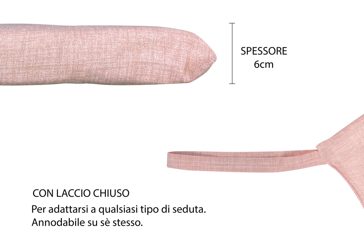 Cuscino arredo sedia Set 6 Cuscini Con Lacci, 4 Punti,Prodotto Italiano 40 x 40 in Spessore 6 Cm Lavorati a Mano mattonella 100% cotone