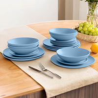Servizio 18 Pezzi Piatti Cucina In Porcellana Gres Matt Design Moderno Finiture Opache Piatto Fondo Piano Dessert Lavastoviglie MicroondeCertificati Contatto Alimentare