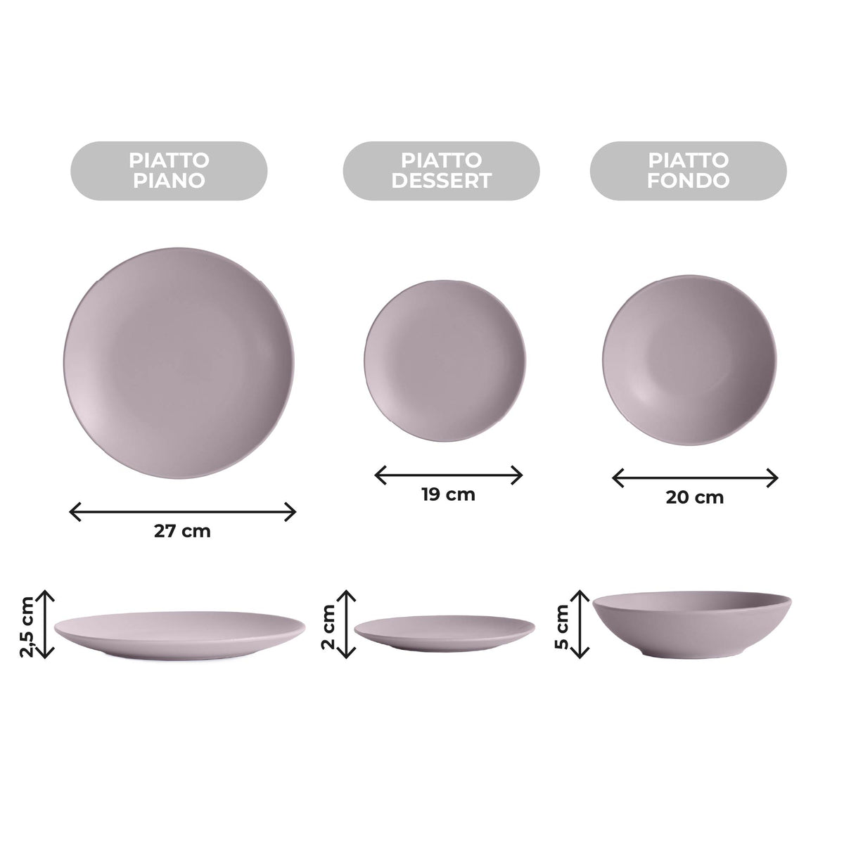 Servizio 18 Pezzi Piatti Cucina In Porcellana Gres Matt Design Moderno Finiture Opache Piatto Fondo Piano Dessert Lavastoviglie MicroondeCertificati Contatto Alimentare