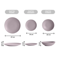 Servizio 18 Pezzi Piatti Cucina In Porcellana Gres Matt Design Moderno Finiture Opache Piatto Fondo Piano Dessert Lavastoviglie MicroondeCertificati Contatto Alimentare