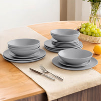 Servizio 18 Pezzi Piatti Cucina In Porcellana Gres Matt Design Moderno Finiture Opache Piatto Fondo Piano Dessert Lavastoviglie MicroondeCertificati Contatto Alimentare