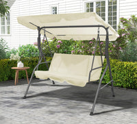 Dondolo da Giardino 3 Posti con Tetto Parasole Regolabile Reclinabile Impermeabile Struttura in Acciaio 173x109x157 Cm Tinta Unita Seduta Ammortizzata