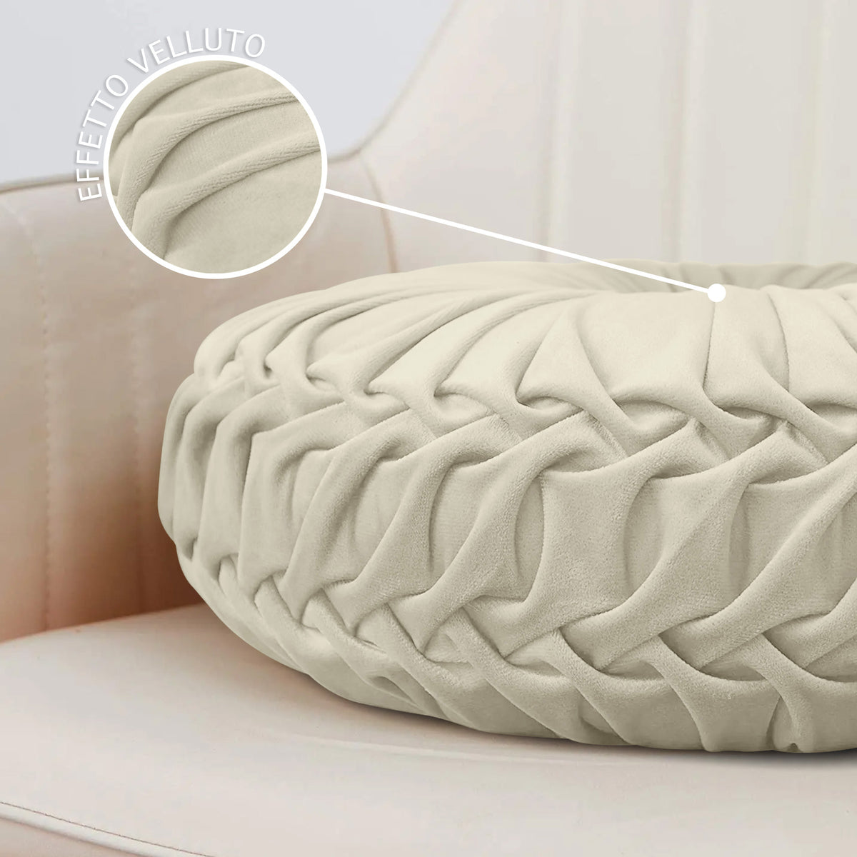 Cuscino Rotondo Zucca Effetto Velluto Circolari Per Divano Decorativo Letto 40 Cm