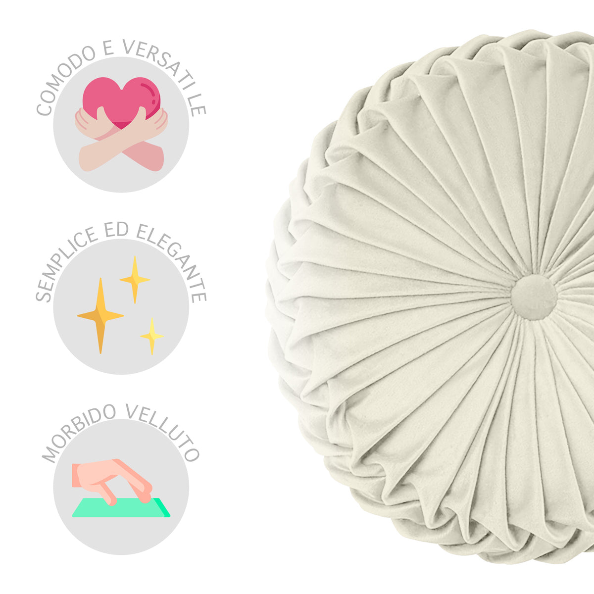 Cuscino Rotondo Zucca Effetto Velluto Circolari Per Divano Decorativo Letto 40 Cm