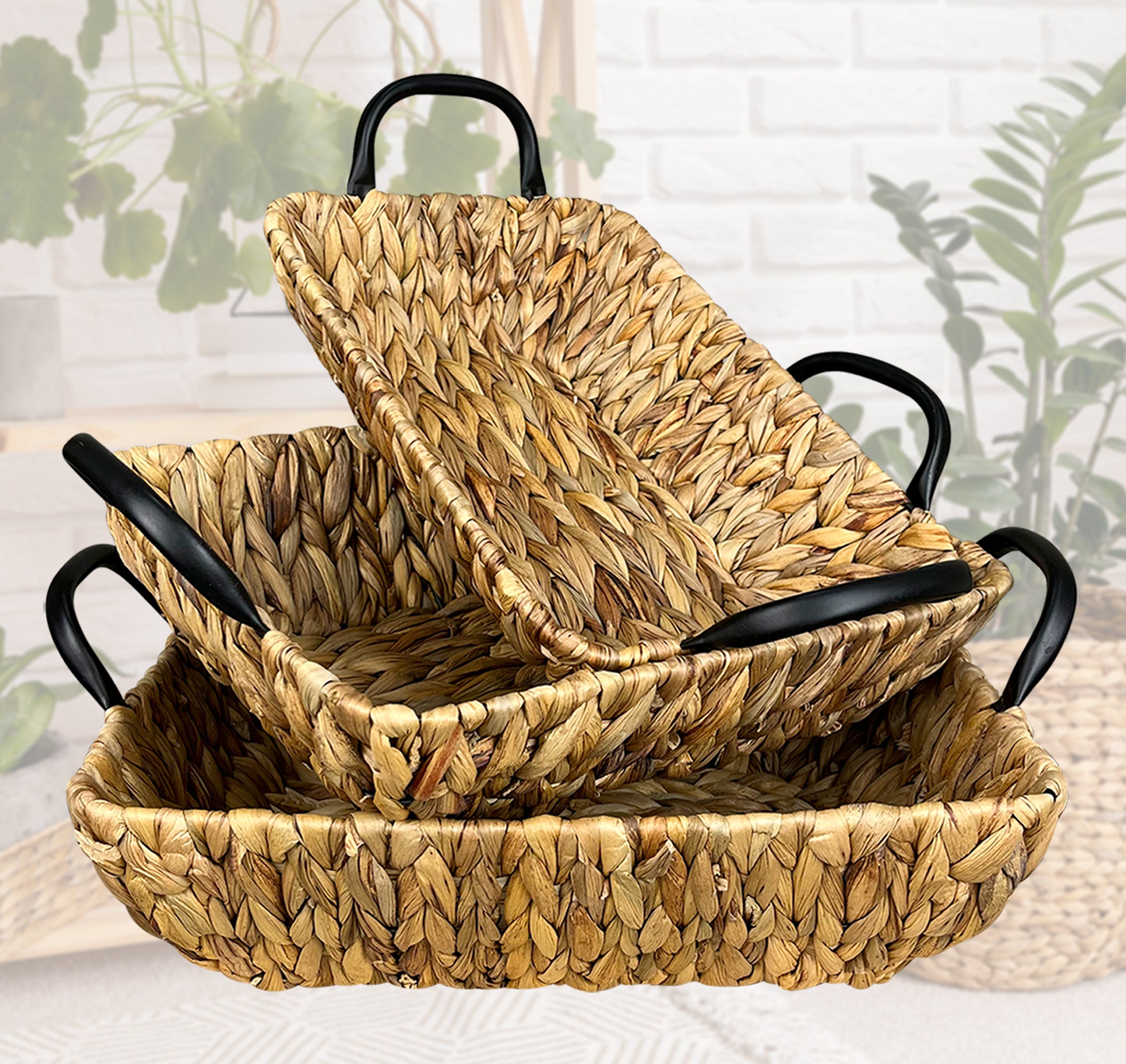 Set Di 3 Cestini Portaoggetti In Vimini, Piccolo Cestino Rettangolare In Vimini Con Tessuto Di Lino Scatola Portaoggetti Intrecciata Per Casa Camera Da Letto Bagno 81351844 - Foto 5