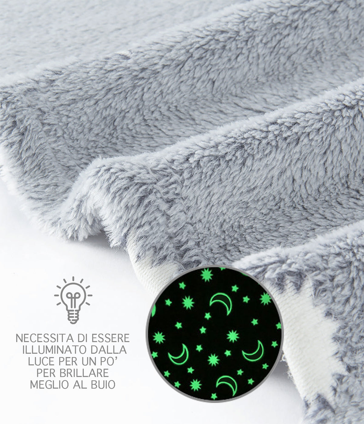 Coperta Magica Night Glow Si Illumina Al Buio Plaid Pile Morbida Calda 240Gr/Mq Flanella Di Microfibra Letto Copertina Divano