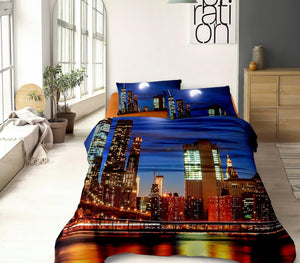 Completo Letto Matrimoniale Lenzuola 100% Cotone Set Lenzuolo Moderno Due Piazze Sotto Sopra Federe Due Stampe Digitale