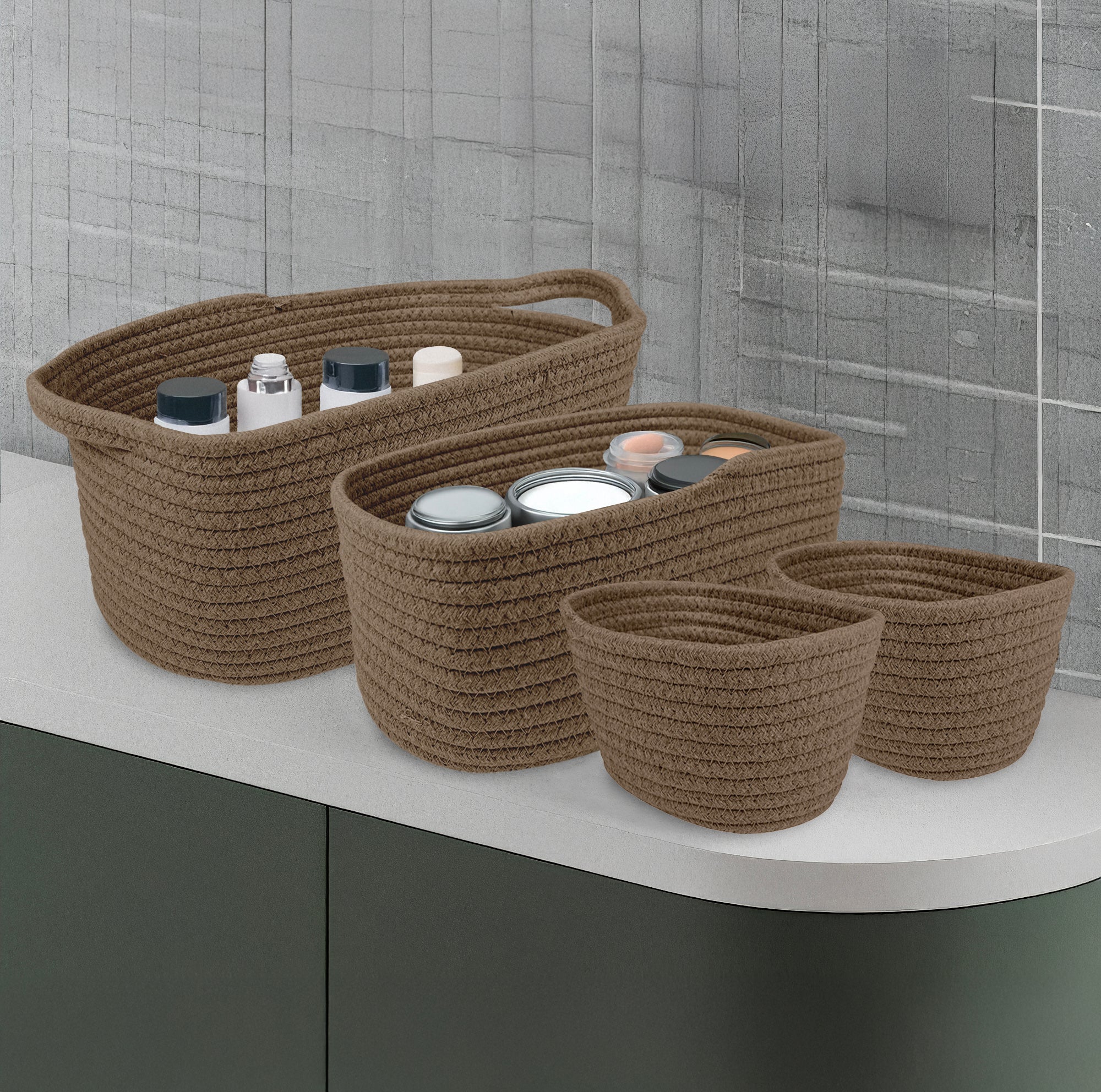 Cesto Portabiancheria In Corda Di Cotone Intrecciata A Mano, 58L, Con Coperchio E Maniglie, Cesto Portaoggetti Per Vestiti Giocattoli, Colore Grigio, 38x38x50 Cm