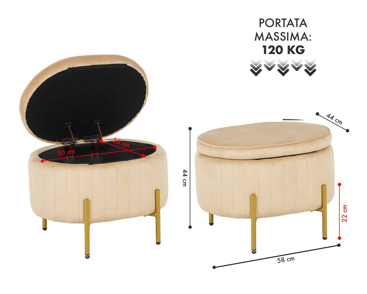 Panca Imbottita Divanetto In Velluto Contenitore Pouf Grande XXL PortaOggetti  Panca Sgabello A Pie Di Letto Con Gambe In Metallo Dorato Cassapanca Ingresso Legno Massello Panchina