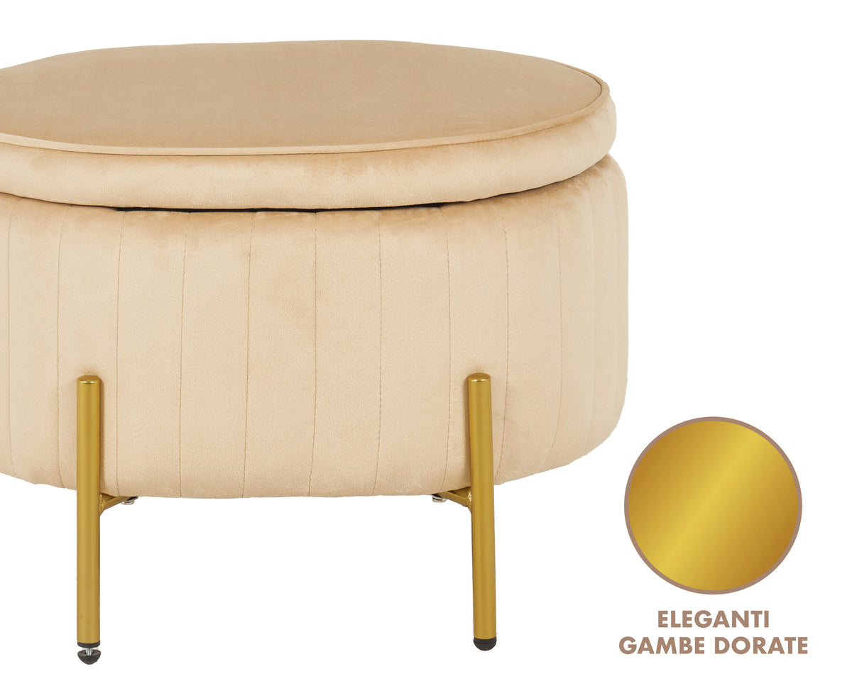 Panca Imbottita Divanetto In Velluto Contenitore Pouf Grande XXL PortaOggetti  Panca Sgabello A Pie Di Letto Con Gambe In Metallo Dorato Cassapanca Ingresso Legno Massello Panchina