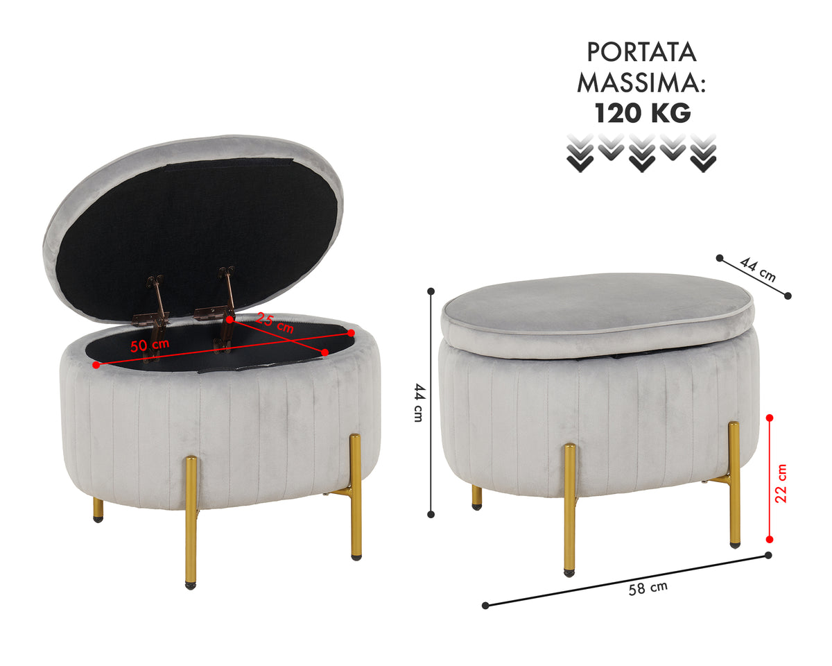 Panca Imbottita Divanetto In Velluto Contenitore Pouf Grande XXL PortaOggetti  Panca Sgabello A Pie Di Letto Con Gambe In Metallo Dorato Cassapanca Ingresso Legno Massello Panchina