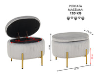 Panca Imbottita Divanetto In Velluto Contenitore Pouf Grande XXL PortaOggetti  Panca Sgabello A Pie Di Letto Con Gambe In Metallo Dorato Cassapanca Ingresso Legno Massello Panchina