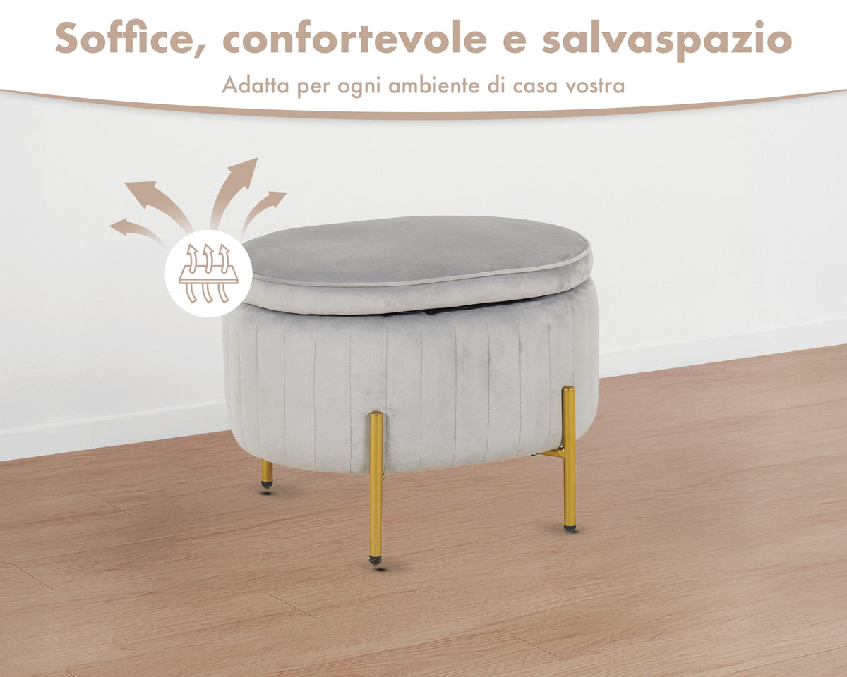 Panca Imbottita Divanetto In Velluto Contenitore Pouf Grande XXL PortaOggetti  Panca Sgabello A Pie Di Letto Con Gambe In Metallo Dorato Cassapanca Ingresso Legno Massello Panchina