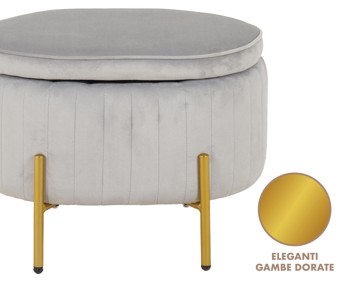 Panca Imbottita Divanetto In Velluto Contenitore Pouf Grande XXL PortaOggetti  Panca Sgabello A Pie Di Letto Con Gambe In Metallo Dorato Cassapanca Ingresso Legno Massello Panchina