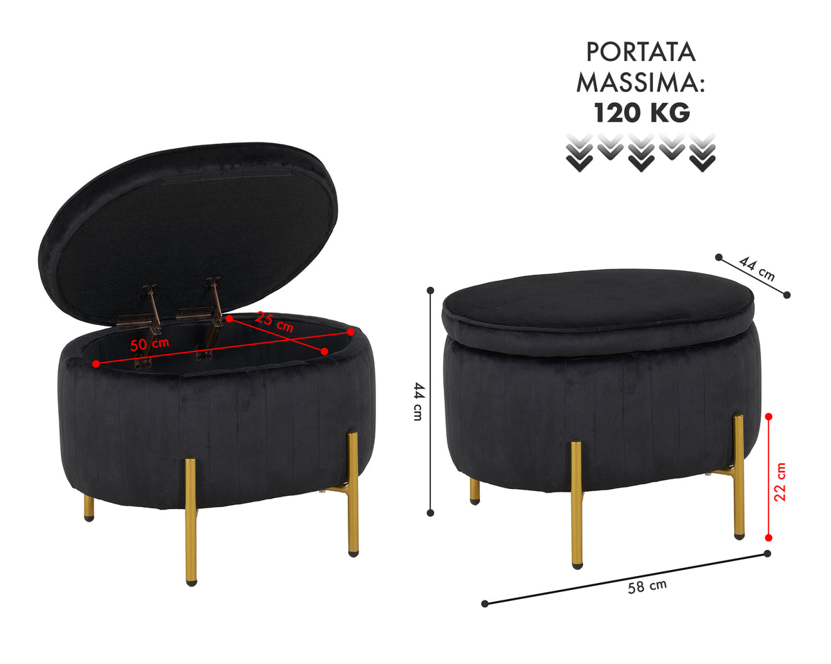 Panca Imbottita Divanetto In Velluto Contenitore Pouf Grande XXL PortaOggetti  Panca Sgabello A Pie Di Letto Con Gambe In Metallo Dorato Cassapanca Ingresso Legno Massello Panchina