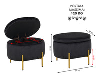 Panca Imbottita Divanetto In Velluto Contenitore Pouf Grande XXL PortaOggetti  Panca Sgabello A Pie Di Letto Con Gambe In Metallo Dorato Cassapanca Ingresso Legno Massello Panchina