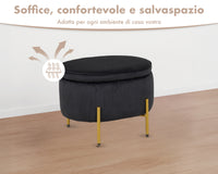 Panca Imbottita Divanetto In Velluto Contenitore Pouf Grande XXL PortaOggetti  Panca Sgabello A Pie Di Letto Con Gambe In Metallo Dorato Cassapanca Ingresso Legno Massello Panchina