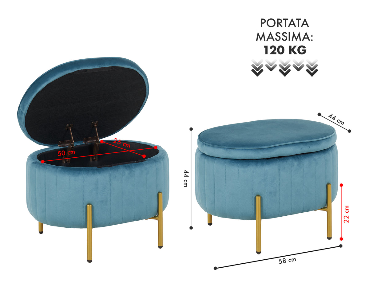 Panca Imbottita Divanetto In Velluto Contenitore Pouf Grande XXL PortaOggetti  Panca Sgabello A Pie Di Letto Con Gambe In Metallo Dorato Cassapanca Ingresso Legno Massello Panchina
