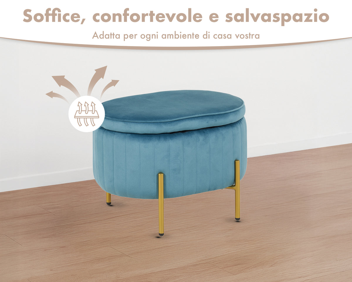 Panca Imbottita Divanetto In Velluto Contenitore Pouf Grande XXL PortaOggetti  Panca Sgabello A Pie Di Letto Con Gambe In Metallo Dorato Cassapanca Ingresso Legno Massello Panchina