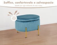 Panca Imbottita Divanetto In Velluto Contenitore Pouf Grande XXL PortaOggetti  Panca Sgabello A Pie Di Letto Con Gambe In Metallo Dorato Cassapanca Ingresso Legno Massello Panchina