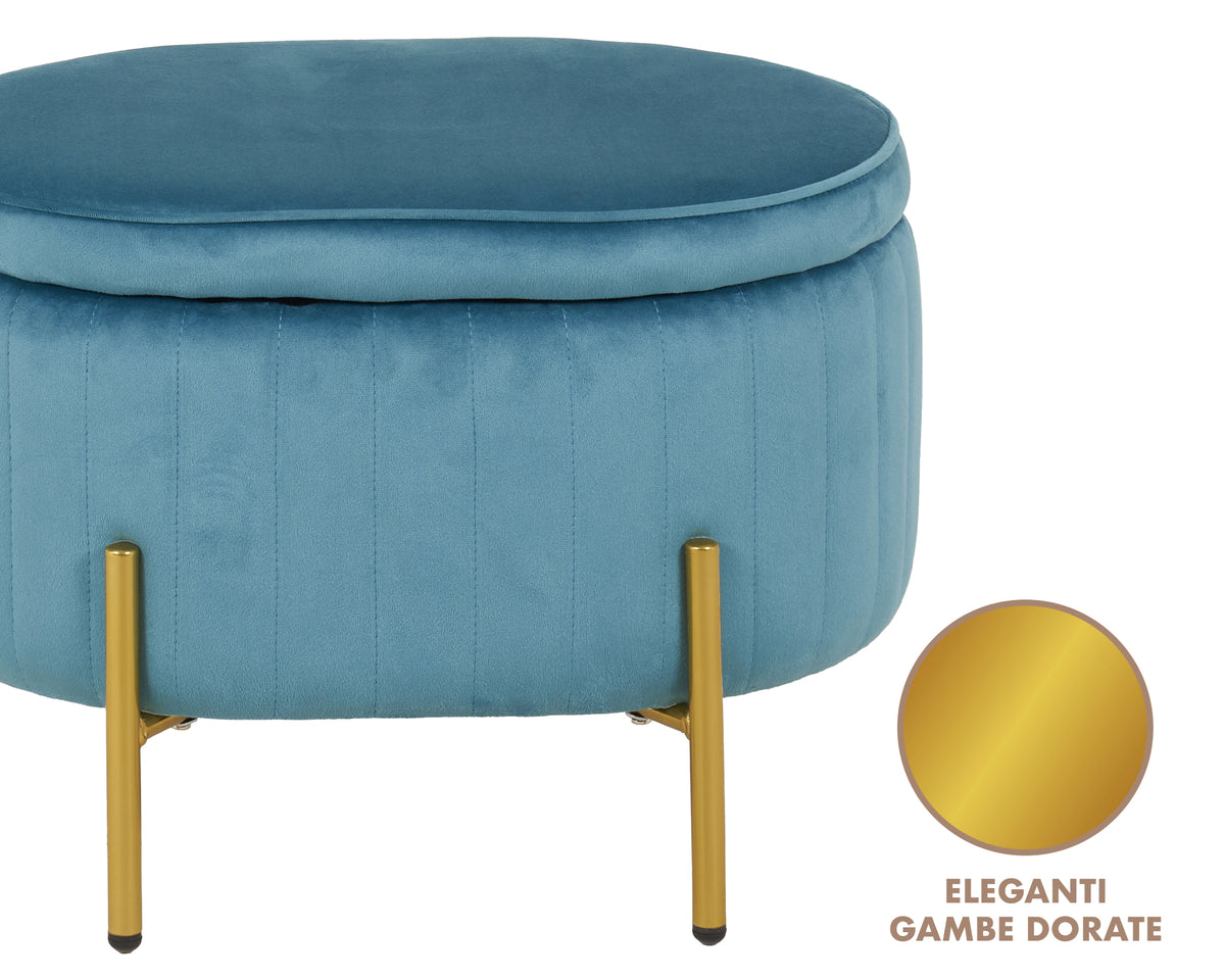 Panca Imbottita Divanetto In Velluto Contenitore Pouf Grande XXL PortaOggetti  Panca Sgabello A Pie Di Letto Con Gambe In Metallo Dorato Cassapanca Ingresso Legno Massello Panchina