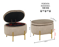 Panca Imbottita Divanetto In Velluto Contenitore Pouf Grande XXL PortaOggetti  Panca Sgabello A Pie Di Letto Con Gambe In Metallo Dorato Cassapanca Ingresso Legno Massello Panchina