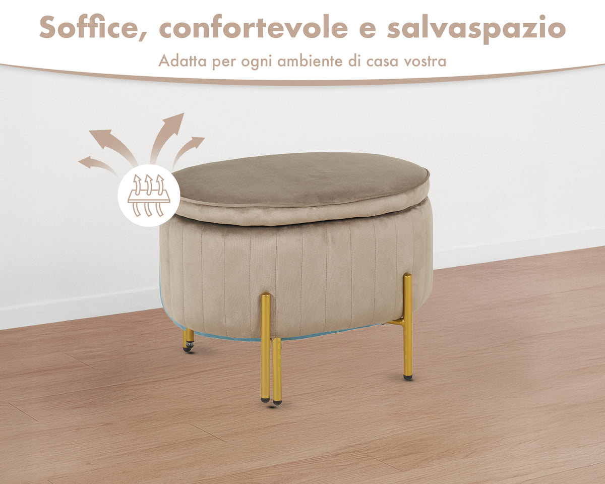 Panca Imbottita Divanetto In Velluto Contenitore Pouf Grande XXL PortaOggetti  Panca Sgabello A Pie Di Letto Con Gambe In Metallo Dorato Cassapanca Ingresso Legno Massello Panchina