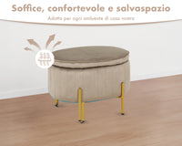 Panca Imbottita Divanetto In Velluto Contenitore Pouf Grande XXL PortaOggetti  Panca Sgabello A Pie Di Letto Con Gambe In Metallo Dorato Cassapanca Ingresso Legno Massello Panchina