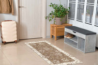 Tappeto Arredo Moderno  Antiscivolo in Ciniglia Made in italy Cotone Ninfea Fango