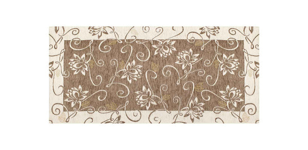 Tappeto Arredo Moderno  Antiscivolo in Ciniglia Made in italy Cotone Ninfea Fango