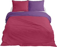 Copripiumino 100% Cotone Matrimoniale Double Face Made In Italy Bicolore Sacco e Federe Due Piazze Set Letto