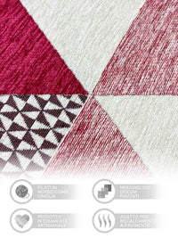 Tappeto Arredo Moderno Sala Cucina Camera Passatoia Antiscivolo in Ciniglia Made in italy Cotone Triangoli Fucsia