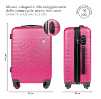 Trolley Bagaglio Mano Rigido 37x20x54.5 Piccolo Ultraleggero Valigia In Abs Con 4 Ruote Manico Chiusura Di Sicurezza Per Compagnie Low Cost Economy Zaino Da Viaggio