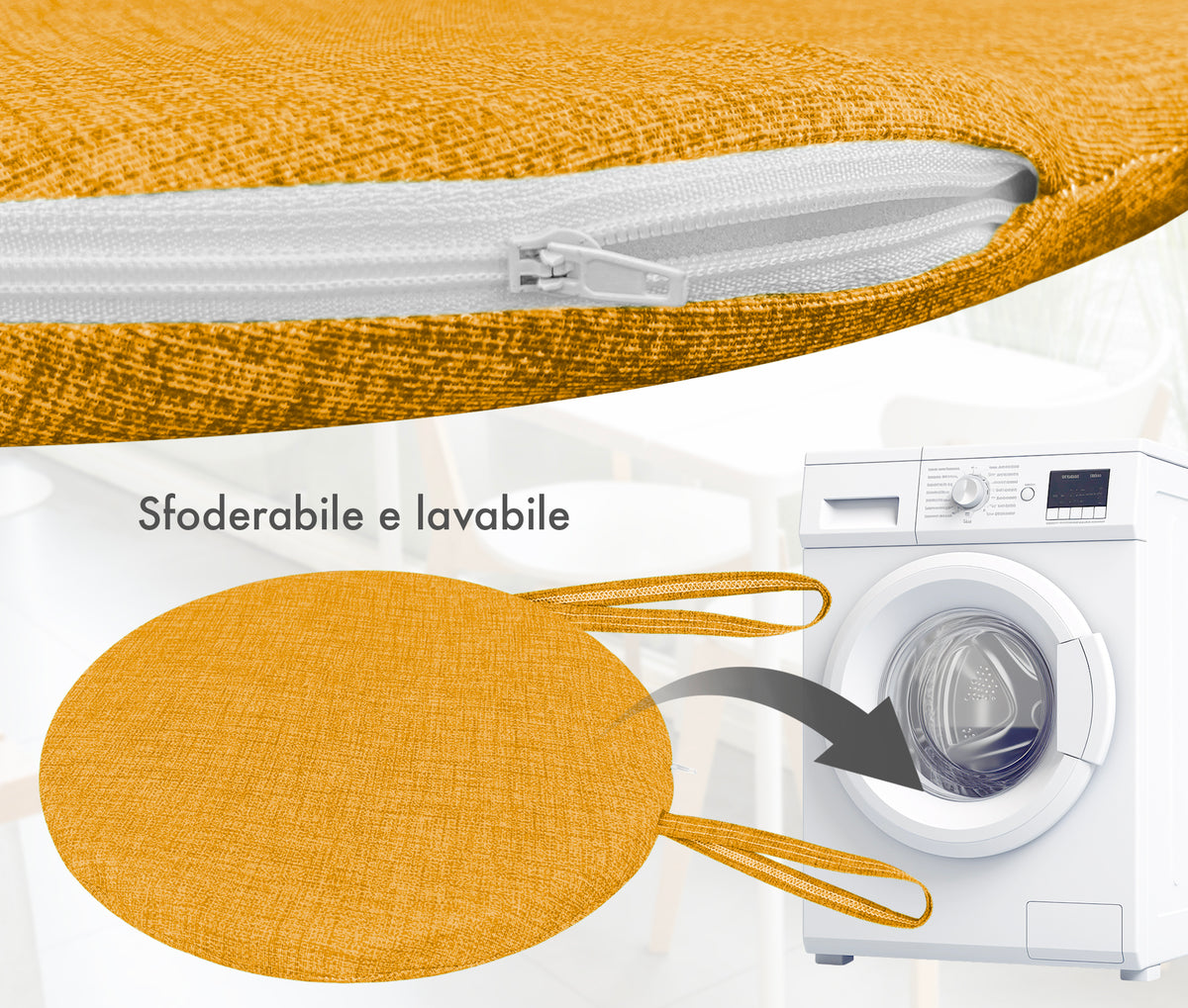 Cuscini Rotondi Per Sedie Cucina Imbottiti Sfoderabili Con Cerniera Cuscino Rotondo Ø 40 Cm Sedia Tavolo Lavabile In Lavatrice Con Lacci Per Fissaggio Prodotto Italiano Comodi