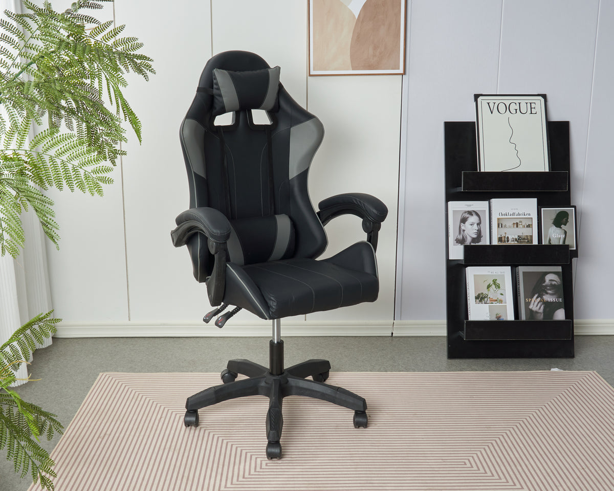 Sedia Gaming Professionale SimilPelle Reclinabile Con Braccioli Poltrona Ufficio Regolabile in Altezza Pistone Gas,Cuscino Poggiatesta E Lombare Gamer