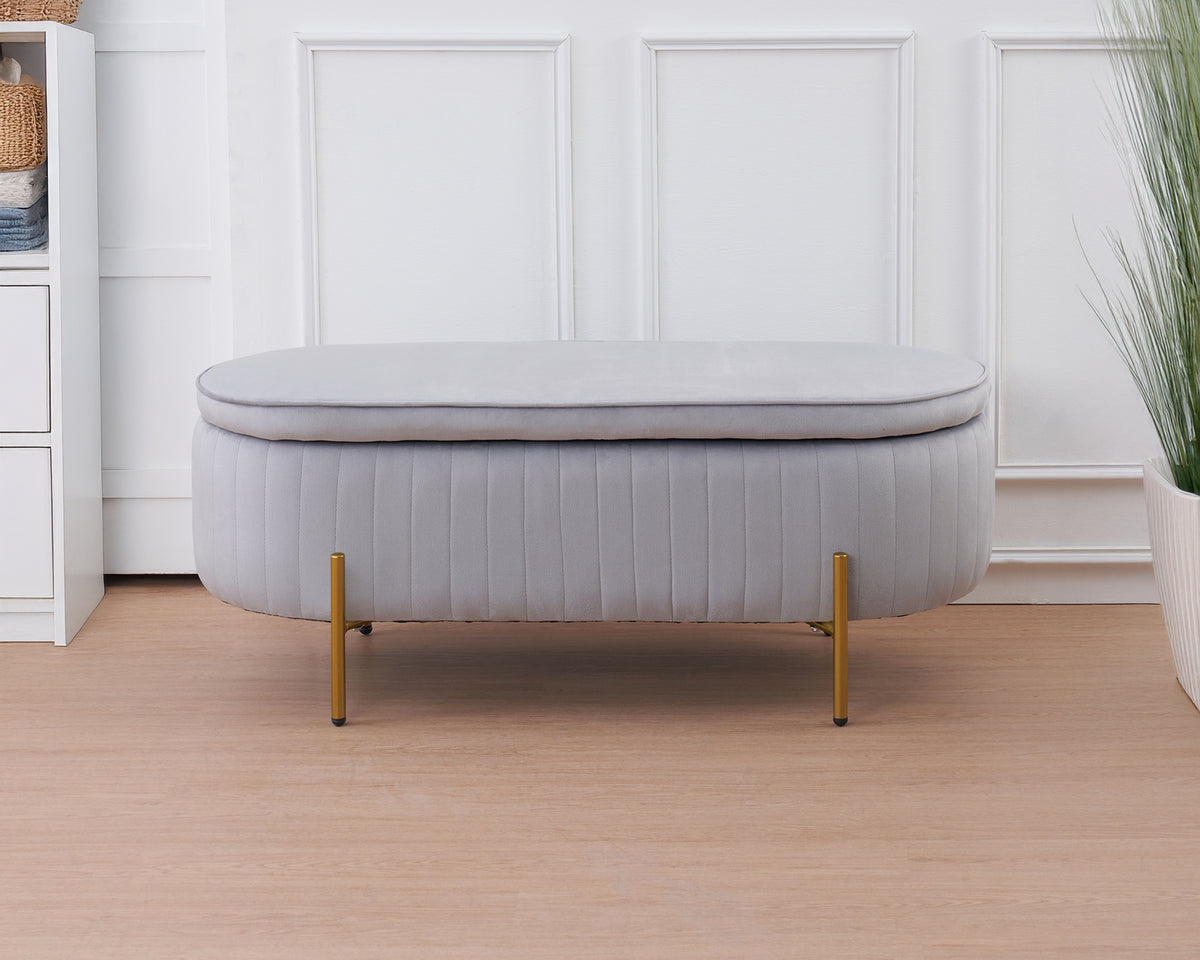 Panca Imbottita Divanetto In Velluto Contenitore Pouf Grande XXL PortaOggetti  Panca Sgabello A Pie Di Letto Con Gambe In Metallo Dorato Cassapanca Ingresso Legno Massello Panchina