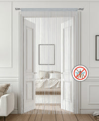 Tenda A Fili Stringhe Anti Mosche Insetti Finestre Porta Finestra Elegante Tinta Unita Divisorio Con Asola Passante Per inserimento Di Bastoni Zanzariera Adattabile Con Forbici Zanzariera Elegante
