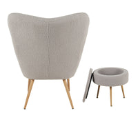 Poltrona Imbottita Ergonomica Con Schienale E Braccioli Con Poggiapiedi Contenitore Camera Da Letto Salotto Moderna Pouf Sedia Effetto Teddy Morbida