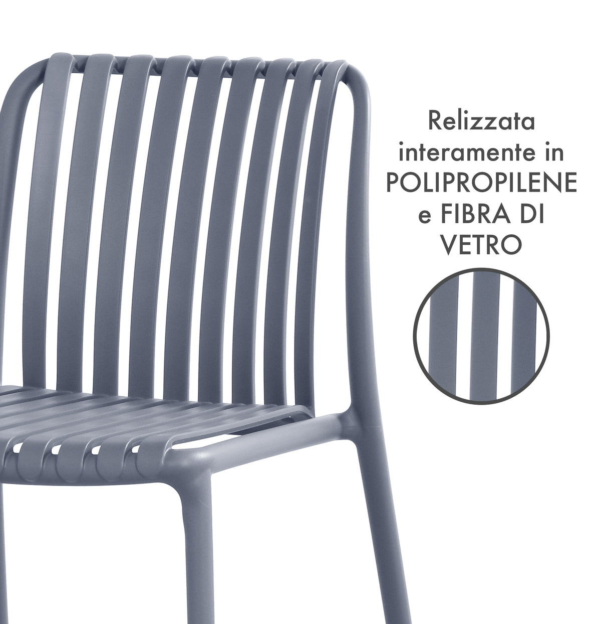 Set 4 Sedie In Polipropilene e Fibra Di Vetro Trattamento Uv Antiscolorimento il Gruppone Passione Casa